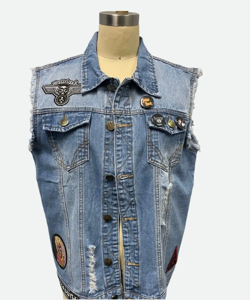 Jean jacket vest with on sale patches