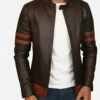 Hugh Jackman X-Men Origins Wolverine Brown Leather Jacket Front