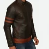 Hugh Jackman X-Men Origins Wolverine Brown Leather Jacket Side Pose