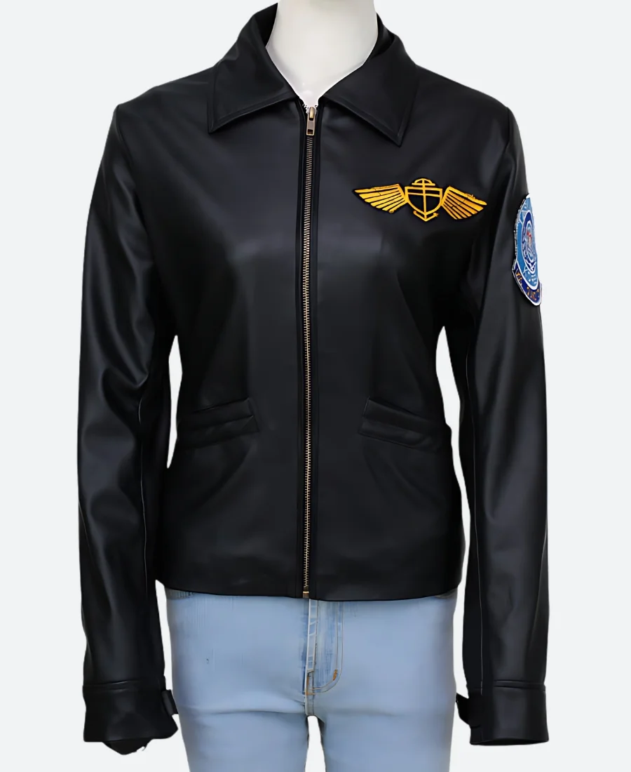 Kelly McGillis Top Gun Charlie Black Leather Jacket