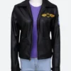 Kelly McGillis Top Gun Charlie Black Leather Jacket Front