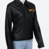 Kelly McGillis Top Gun Charlie Black Leather Jacket Side Look