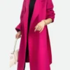 Lily Collins Emily In Paris Pink Coat Side Pose