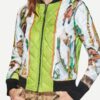 Lily Collins Emily In Paris S02 Emily Cooper Horse Print Silk Bomber Jacket Front