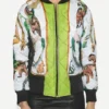 Lily Collins Emily In Paris Season 02 Emily Cooper Horse Print Quilted Bomber Jacket