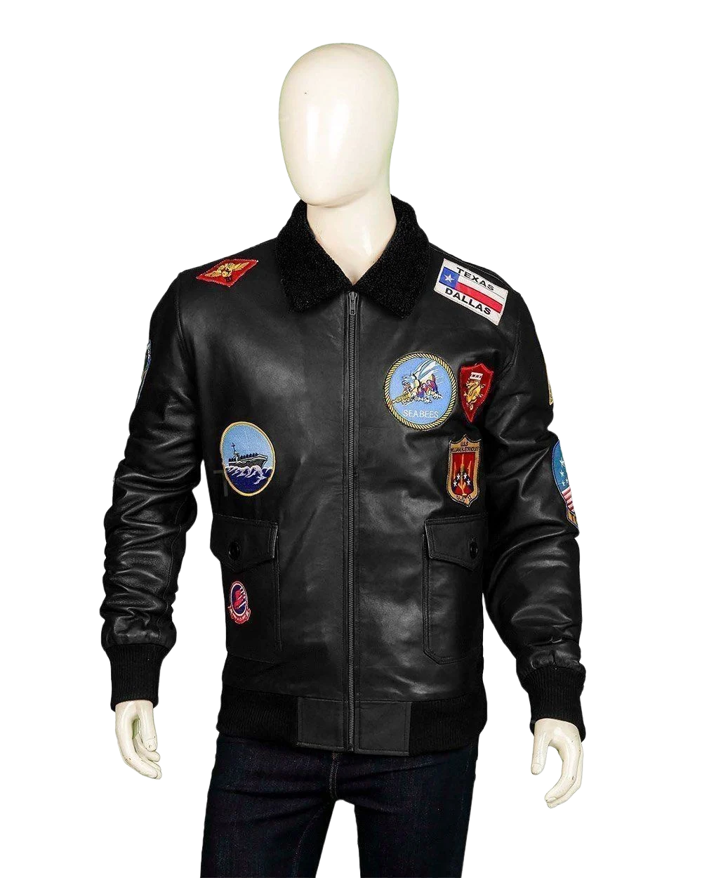 Tom Cruise Top Gun Maverick G1 Black Leather Bomber Jacket
