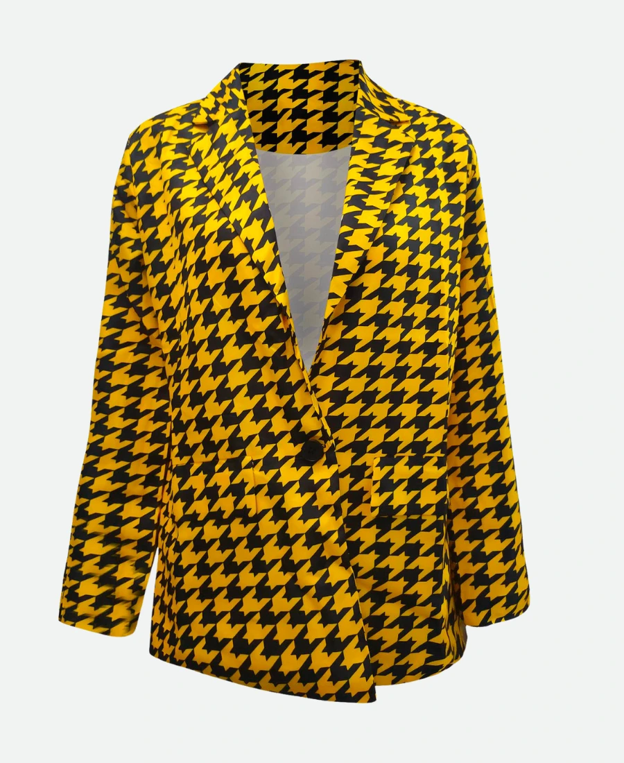 Lily Collins Emily In Paris Yellow Plaid Blazer Front