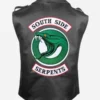 Riverdale Southside Serpents Black Leather Black Biker Vest Style 02