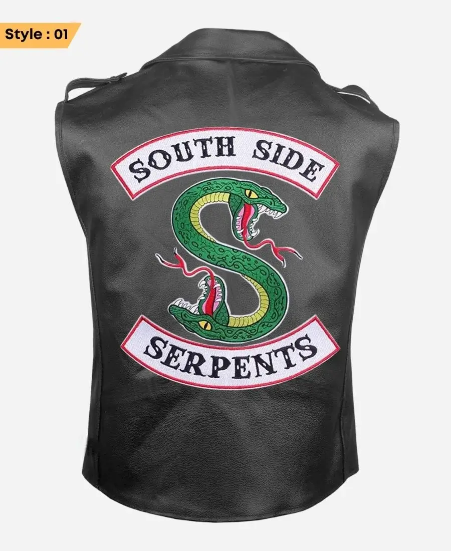 Riverdale Southside Serpents Leather Biker Vest Style 01