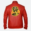 William Zabka Cobra Kai Johnny Lawrence Red Leather Jacket Back