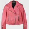 Barbie Pink Leather Biker Jacket Front