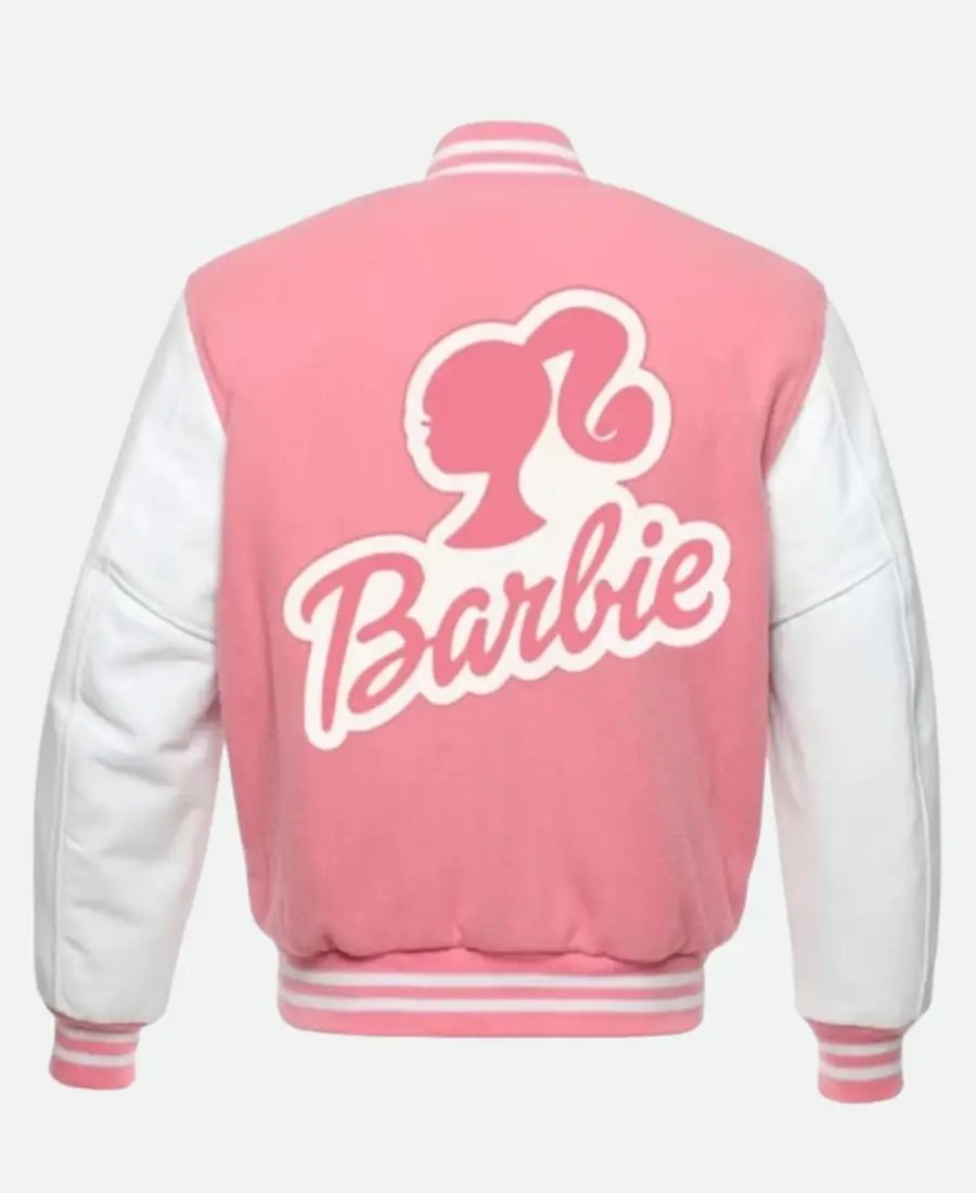 Barbie Pink and White Varsity Jacket Back