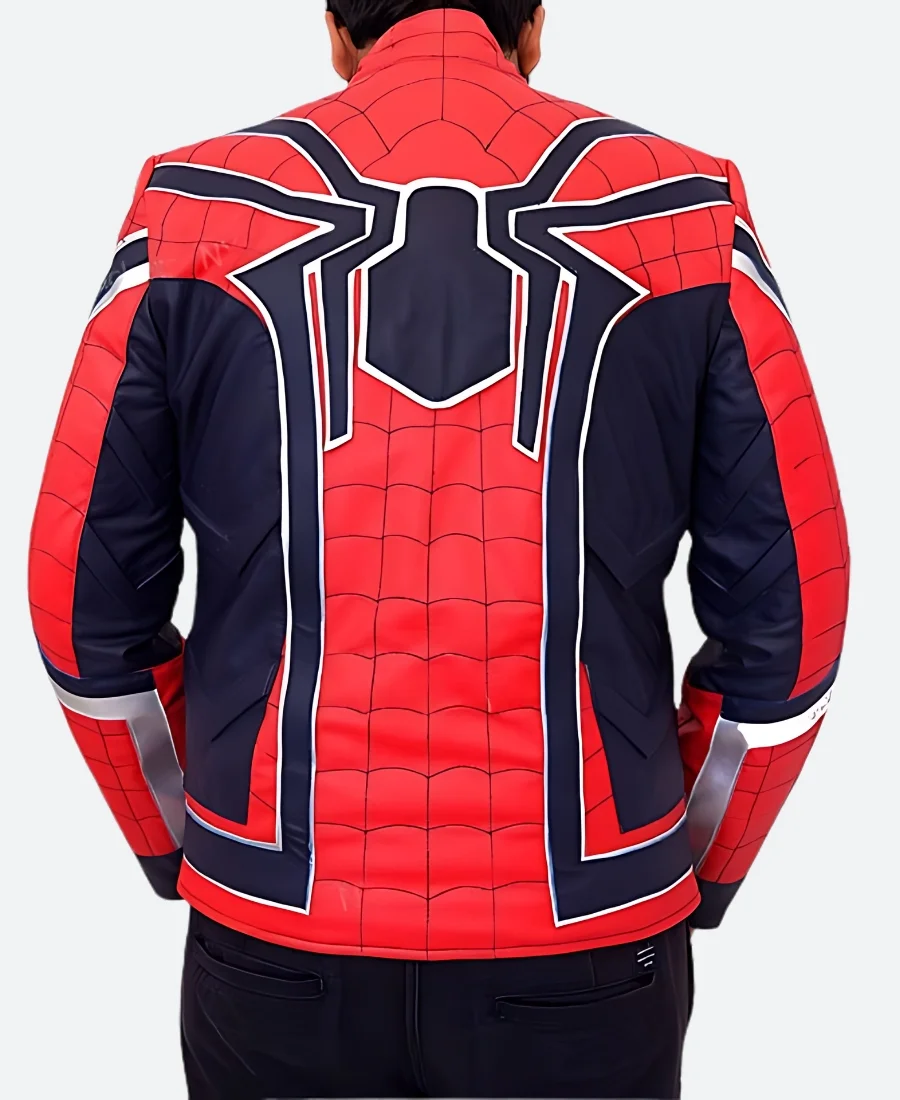 Tom Holland Avengers Infinity War Spiderman Peter Parker Leather Jacket Back
