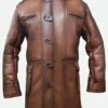 Tom Hardy The Dark Knight Rises Bane Shearling Leather Trench Coat Front
