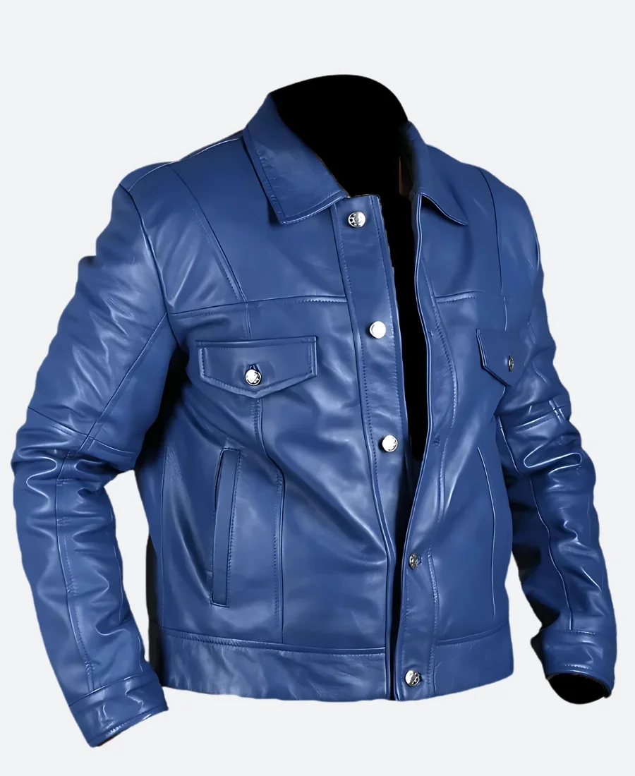Dragon Ball Z Future Trunks Capsule Corp Blue Leather Jacket