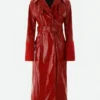 Gal Gadot Red Notice The Bishop Red Leather Trench Coat