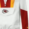 Kansas City Chiefs White Pullover Starter Jacket Close Up Image
