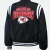 NFL Superbowl LVIII Champions Erin Andrews Kansas City Chiefs Black Varsity Jacket Back