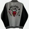 Stranger Things Hellfire Club Grey Varsity Jacket