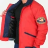 David Hasselhoff Baywatch Lifeguard Red Bomber Jacket Side Pose