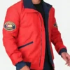 David Hasselhoff Baywatch Mitch Buchannon Lifeguard Red Bomber Jacket Side Pose