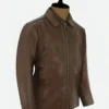 Keanu Reeves John Wick Brown Leather Jacket Side Look
