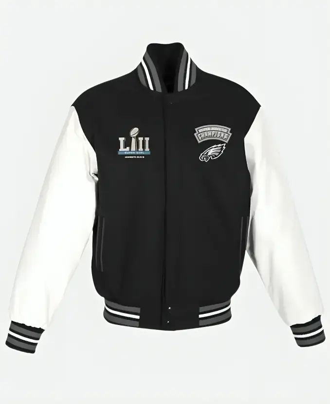Philadelphia Eagles Super Bowl LII Champions Black Varsity Jacket