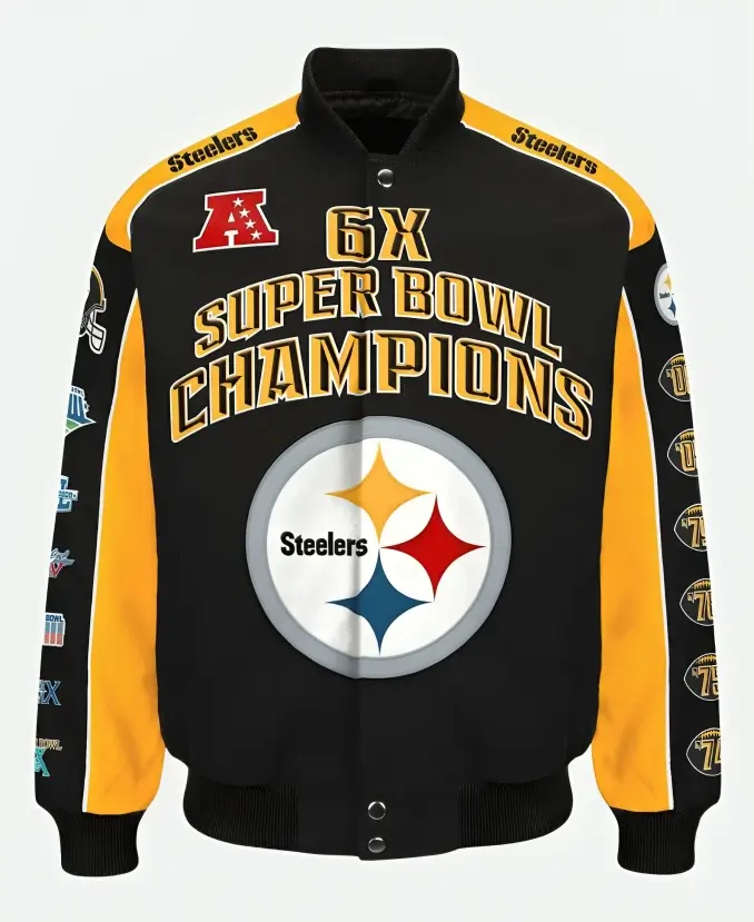 Pittsburgh Steelers 6x Super Bowl Champions Black and Yellow Jacket
