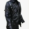 Matrix Steampunk Gothic Rave Poison Black Leather Trench Coat Side Look