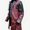 Matrix Steampunk Gothic Rave Poison Maroon Leather Trench Coat Side Pose