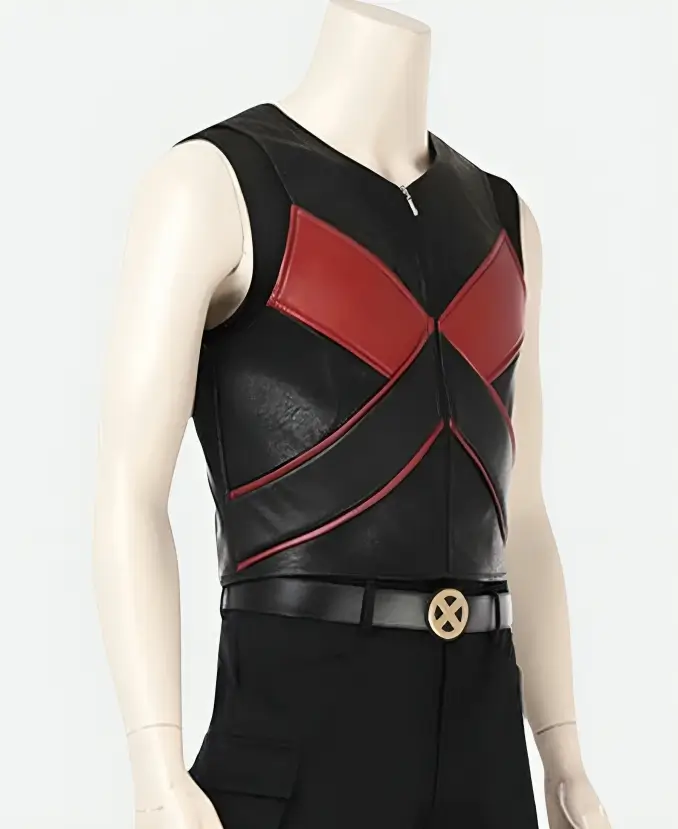 Deadpool Colossus Black and Red Leather Vest Side
