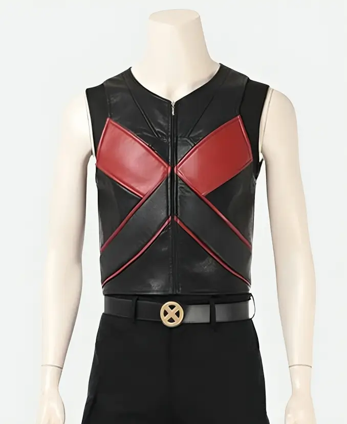 Deadpool Colossus Black and Red Leather Vest