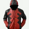 Deadpool Game Red Leather Hooded Jacket