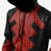 Deadpool Game Red Leather Hooded Jacket Detailing