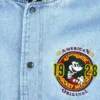 Disney Vintage Mickey Mouse League 1928 Champions Denim Varsity Jacket Closer Look