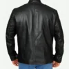 Ed Skrein Deadpool Ajax Black Leather Biker Jacket Back
