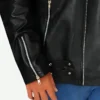 Ed Skrein Deadpool Ajax Black Leather Biker Jacket Cuffs Close Up