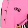 Hello Kitty Pink and Black Varsity Jacket Close UP