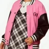 Hello Kitty Pink and Black Varsity Jacket Front