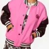 Hello Kitty Pink and Black Varsity Jacket Front 2