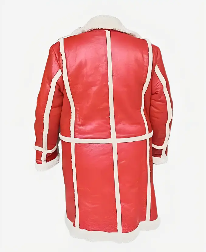 Jonathan Kimble Simmons Red One Santa Claus Red Leather Shearling Coat Back