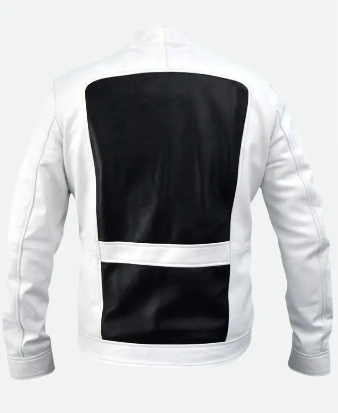 Lewis Tan Deadpool 2 Shatterstar White and Black Leather Jacket Back
