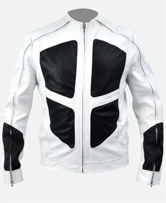 Lewis Tan Deadpool 2 Shatterstar White and Black Leather Jacket