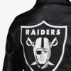 NFL Las Vegas Raiders Black Leather Biker Jacket Baxk Detailing