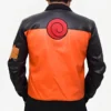 Naruto Shippuden Naruto Uzumaki Cosplay Costume Black and Orange Leather Jacket Back