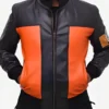 Naruto Shippuden Naruto Uzumaki Cosplay Costume Black and Orange Leather Jacket Front