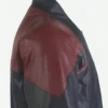 Star Trek Picard Season 3 Black & Maroon Leather Jacket Side Close Up