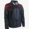 Star Trek Picard Season 3 Black & Maroon Leather Jacket Side Look