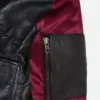 Zazie Beetz Deadpool 2 Domino Black Leather Bomber Jacket Closer Image