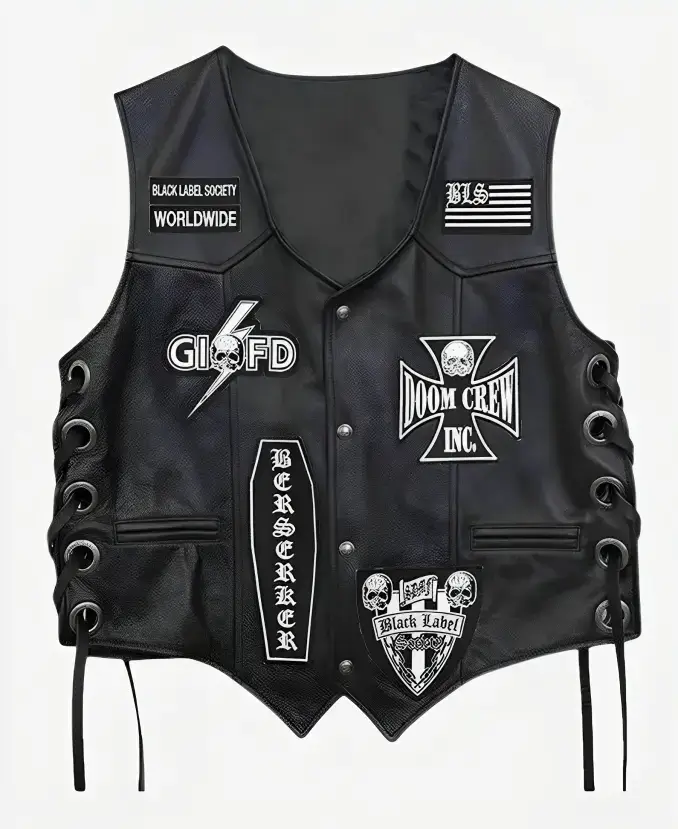 Black Label Society Leather Vest Front